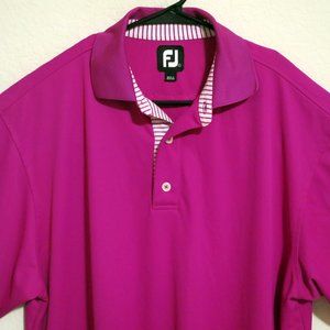 FootJoy Mens Short Sleeve Golf Polo Shirt Large Solid Pink Polyester